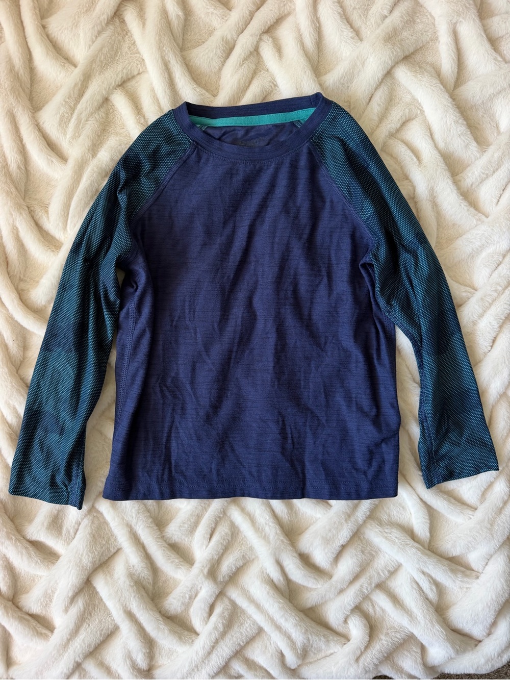 Old Navy Boys Long Sleeve Raglan Tee - Navy & Teal